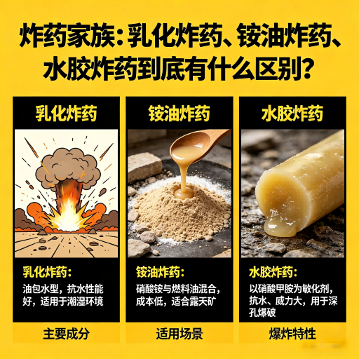 金口河炸药家族：乳化炸药、铵油炸药、水胶炸药到底有什么区别？